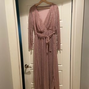 Dusty rose sparkly bridesmaid dress